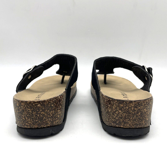 Bamboo Black Faux Suede Platform Thong Flip Flop Sandals Women's Size 7.5 38 - Picture 8 of 16